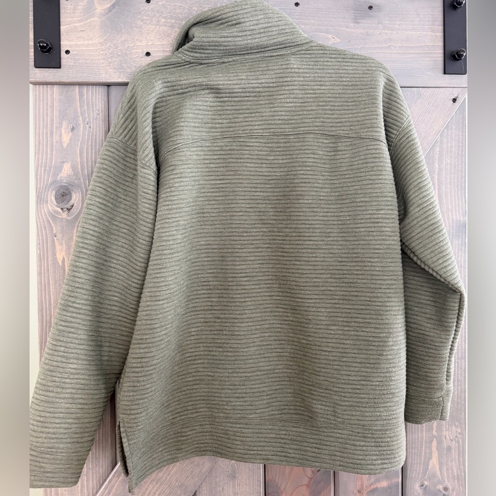 Kirkland Costco Signature Olive Ottoman Rib Half Zip Sweatshirt Size Large - Picture 2 of 7